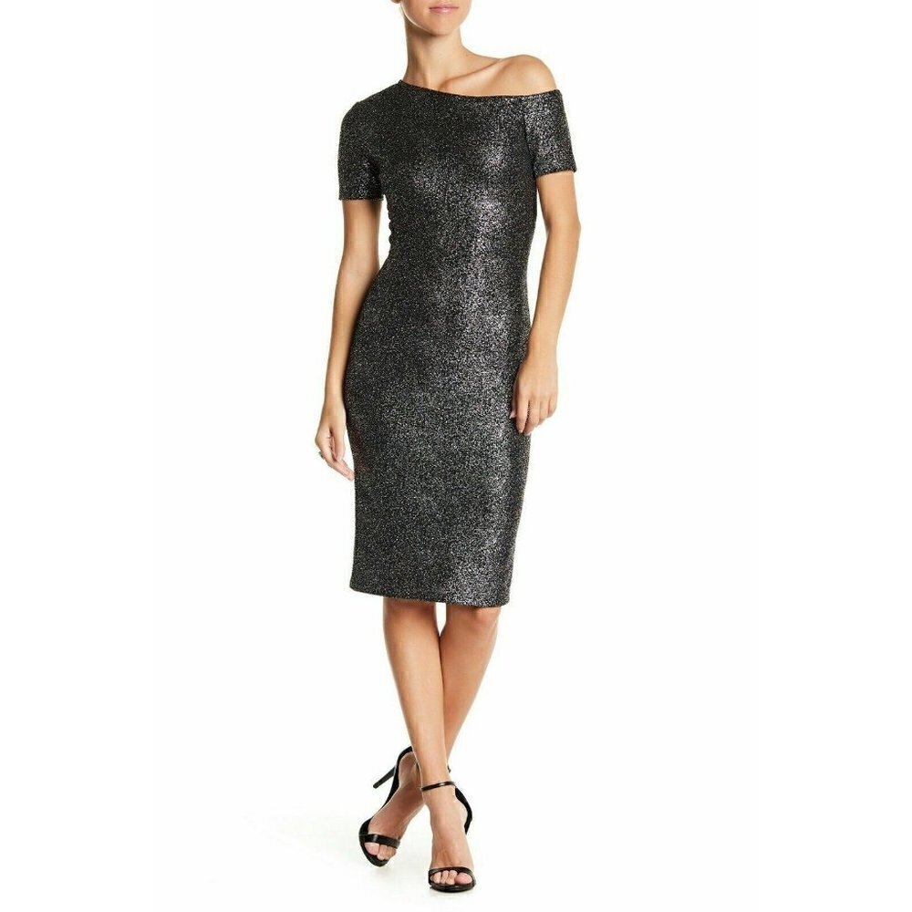 Love...Ady Womens Oilslick Metallic Short Sleeve Dress Size S NWOT $98